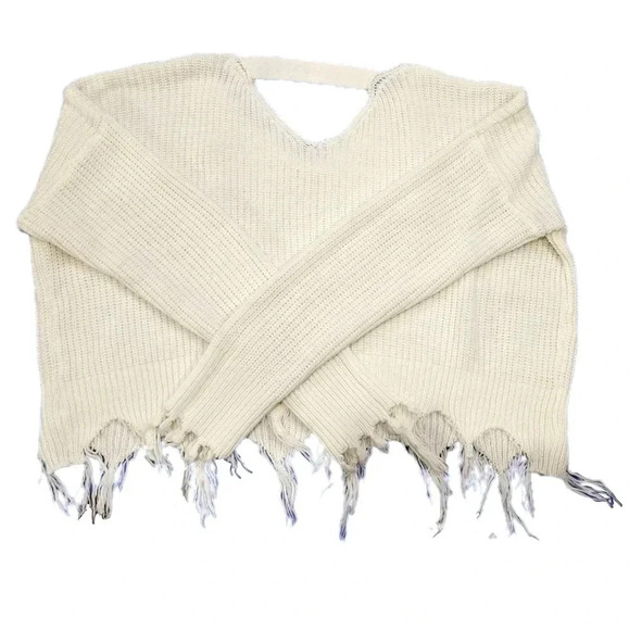 Full Tilt, Size L, Cream Destroyed Sweater - Picture 2 of 16